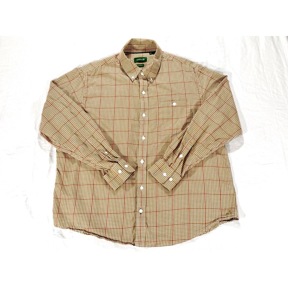 Orvis Country Twill Men's XL Classic Fit Plaid Long Sleeve Button Down Shirt